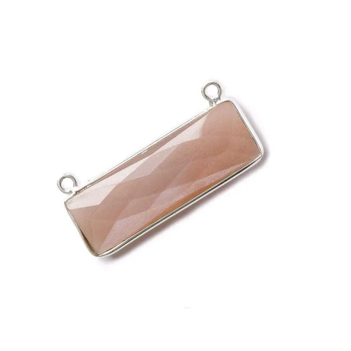 Beadsofcambaycom Rings 31x11mm Silver Bezel Peach Moonstone Bar 2 ring Connector East West 1 pc Beadsofcambaycom Rings 31x11mm Silver Bezel Peach Moonstone Bar 2 ring Connector East West 1 pc