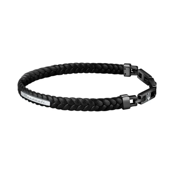Bracelets Maserati Maserati mens bracelet made of recycled leather and steel 225 cm Bracelets Maserati Maserati mens bracelet made of recycled leather and steel 225 cm