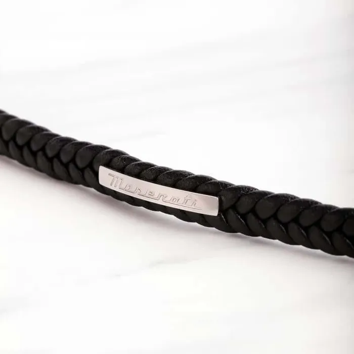 Bracelets Maserati Maserati mens bracelet made of recycled leather and steel 225 cm