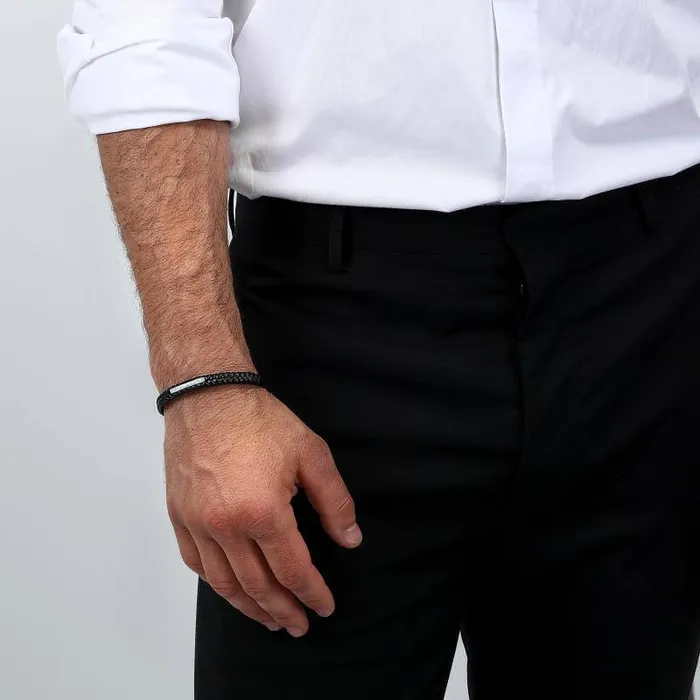 Bracelets Maserati Maserati mens bracelet made of recycled leather and steel 225 cm