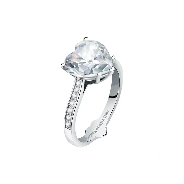 Chiara Ferragni Rings Womens ring with white zircon heart Chiara Ferragni First Love