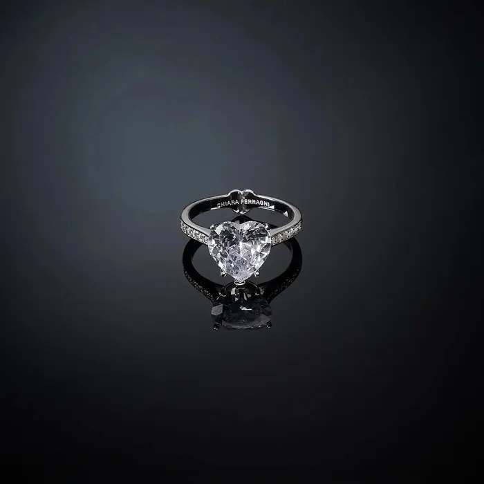 Chiara Ferragni Rings Womens ring with white zircon heart Chiara Ferragni First Love