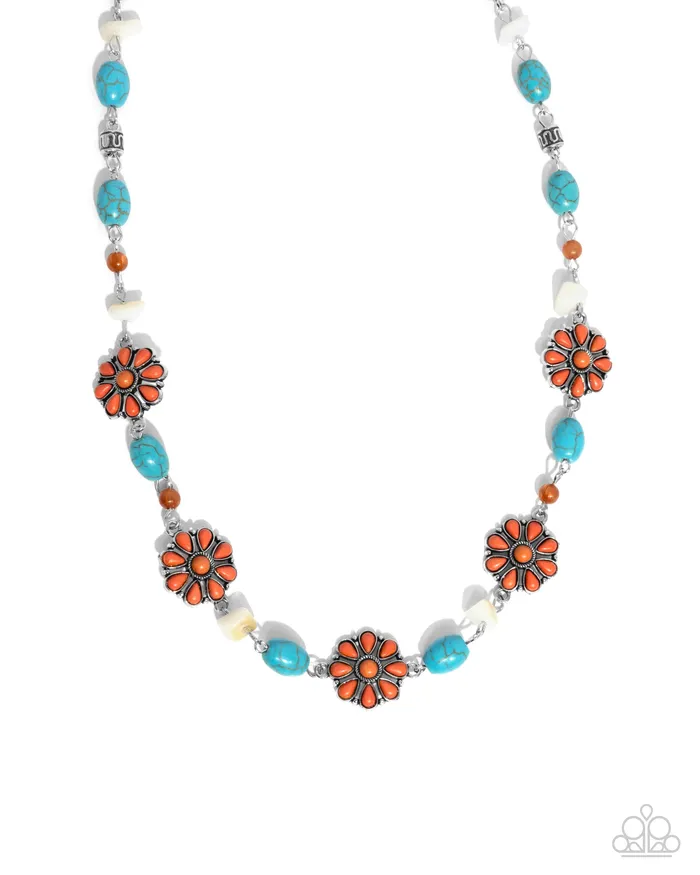 Complete Look Orange and Turquoise Necklace and Bracelet Set Jewelry by Bretta Paparazzi Accessories Necklaces