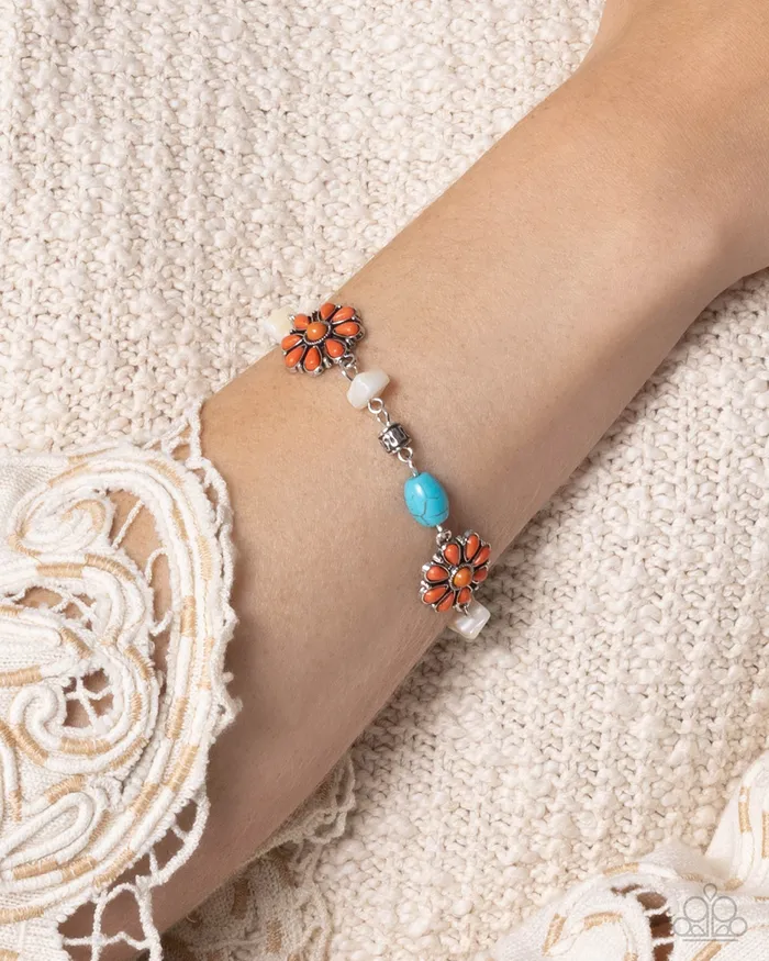 Complete Look Orange and Turquoise Necklace and Bracelet Set Jewelry by Bretta Paparazzi Accessories Necklaces