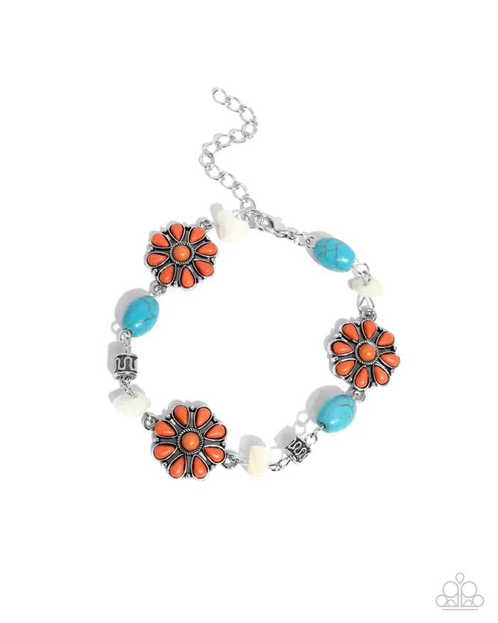 Complete Look Orange and Turquoise Necklace and Bracelet Set Jewelry by Bretta Paparazzi Accessories Necklaces