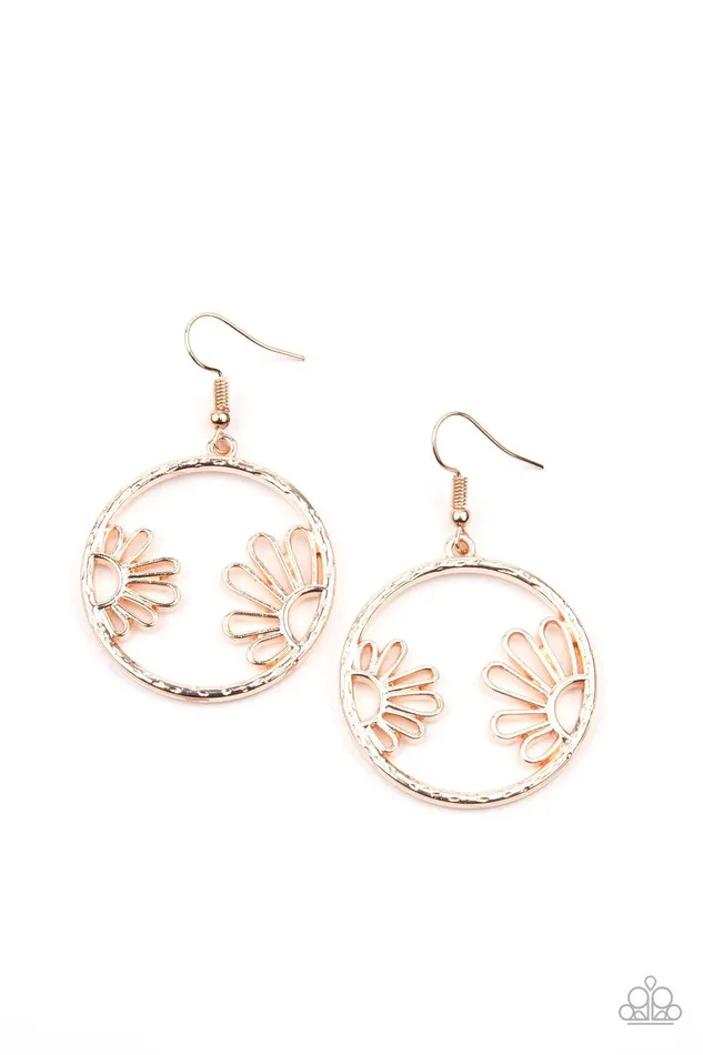 Demurely Daisy Rose Gold Earrings Jewelry by Bretta Paparazzi Accessories Earrings