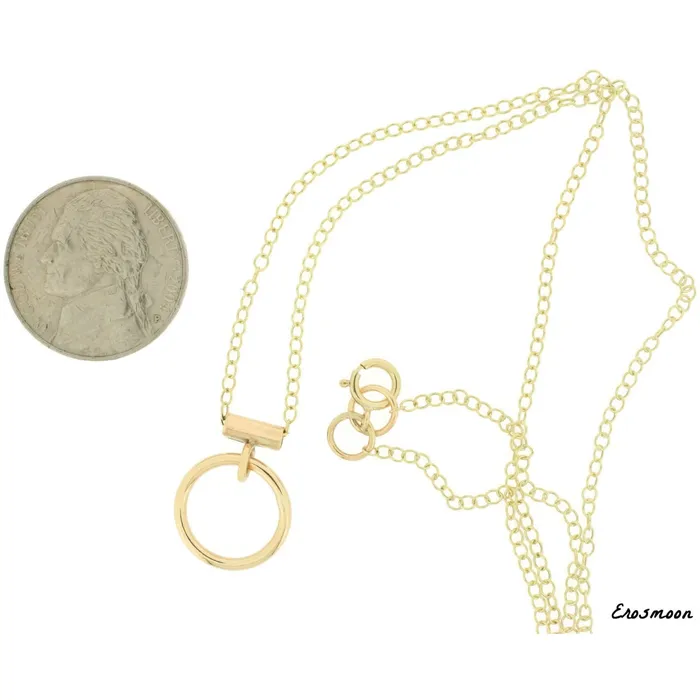 Disceete Day Collar Choker Necklace 9ct Gold Gold O Ring Unisex Erosmoon Necklaces