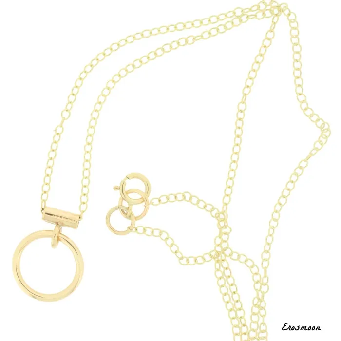 Disceete Day Collar Choker Necklace 9ct Gold Gold O Ring Unisex Erosmoon Necklaces