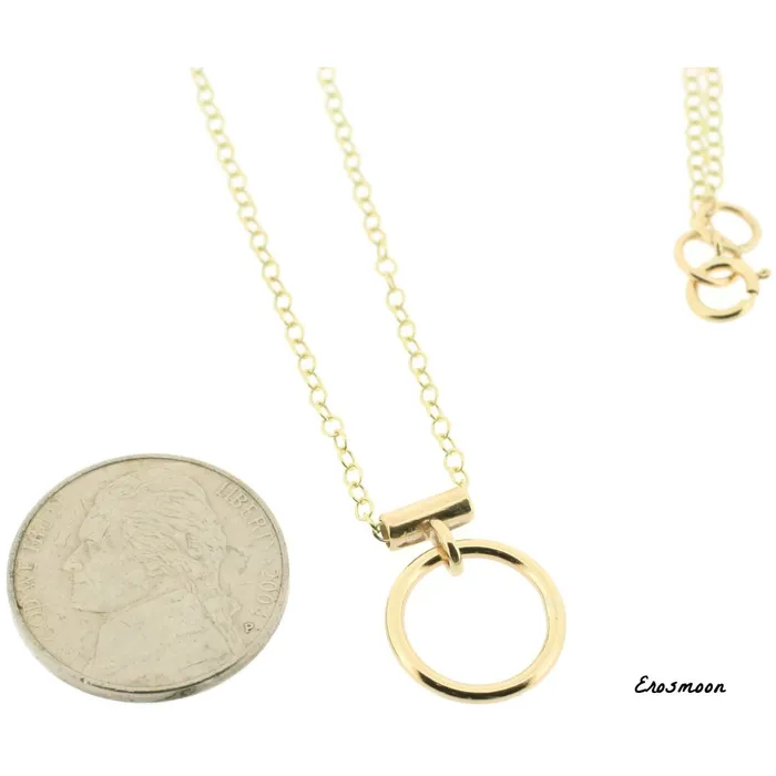 Disceete Day Collar Choker Necklace 9ct Gold Gold O Ring Unisex Erosmoon Necklaces