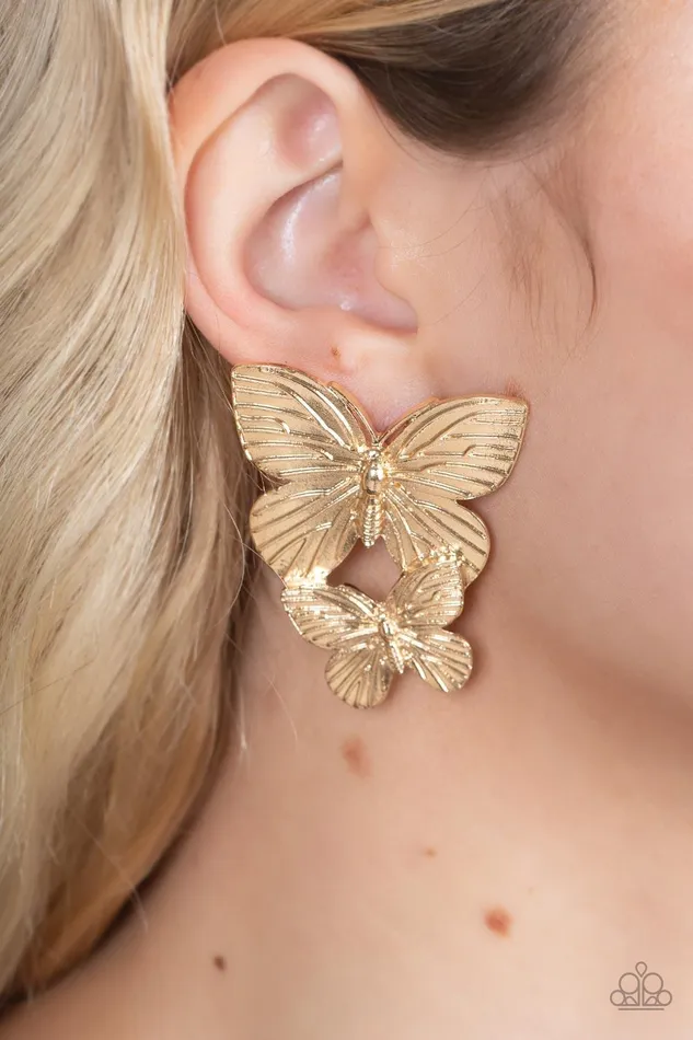 Earrings Paparazzi Accessories Blushing Butterflies Gold Earrings Jewelry by Bretta Earrings Paparazzi Accessories Blushing Butterflies Gold Earrings Jewelry by Bretta