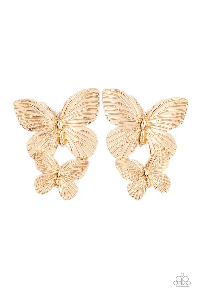 Earrings Paparazzi Accessories Blushing Butterflies Gold Earrings Jewelry by Bretta