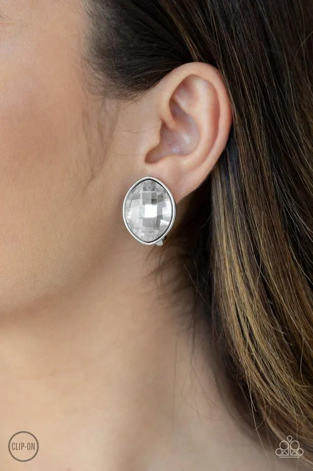 Earrings Paparazzi Accessories Movie Star Sparkle White Clip On Earrings Jewelry by Bretta Earrings Paparazzi Accessories Movie Star Sparkle White Clip On Earrings Jewelry by Bretta