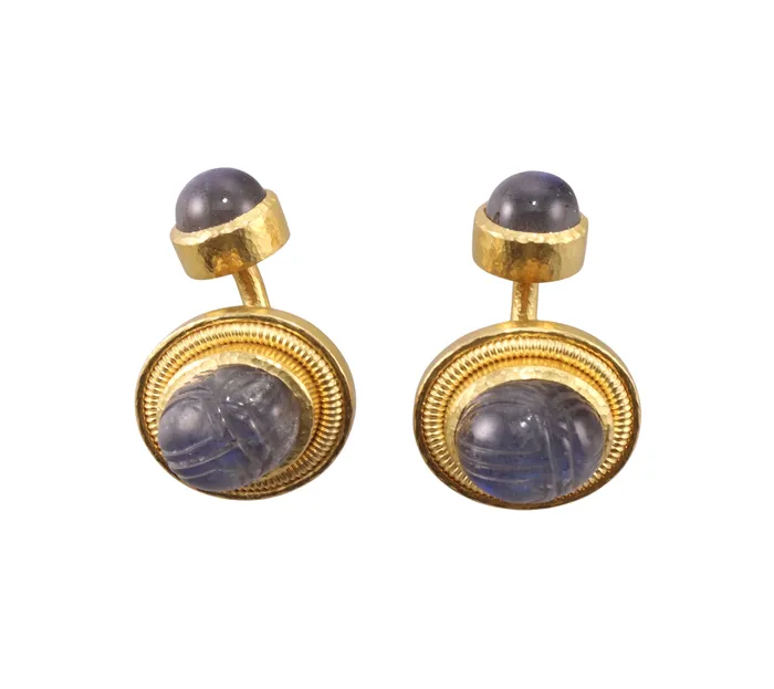 Elizabeth Locke Labradorite Scarab Gold Cufflinks Elizabeth Locke PreStyled Sets