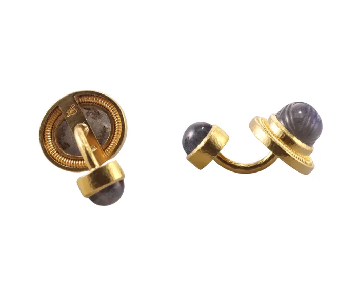 Elizabeth Locke Labradorite Scarab Gold Cufflinks Elizabeth Locke PreStyled Sets