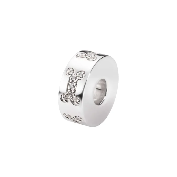 EverWith Charm Necklaces EverWith Selffill Round Dog Bone Memorial Ashes Charm Bead with Crystals EverWith Charm Necklaces EverWith Selffill Round Dog Bone Memorial Ashes Charm Bead with Crystals