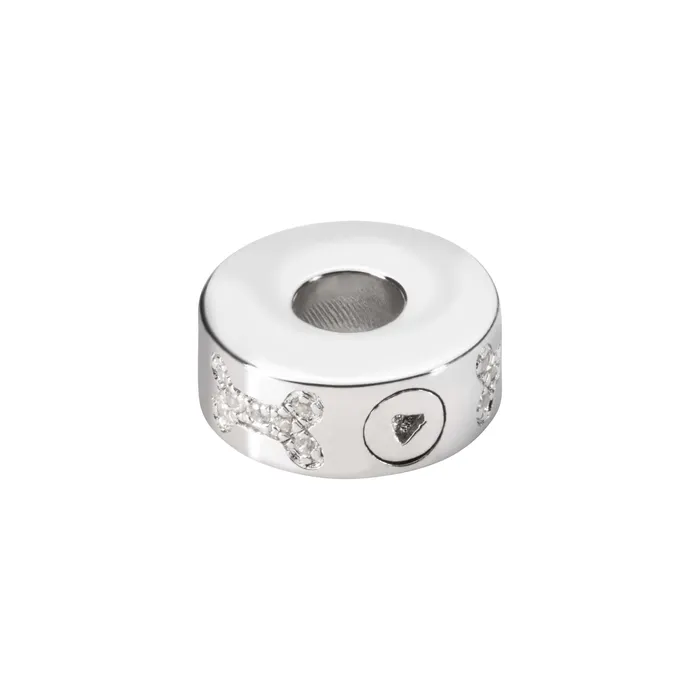 EverWith Charm Necklaces EverWith Selffill Round Dog Bone Memorial Ashes Charm Bead with Crystals