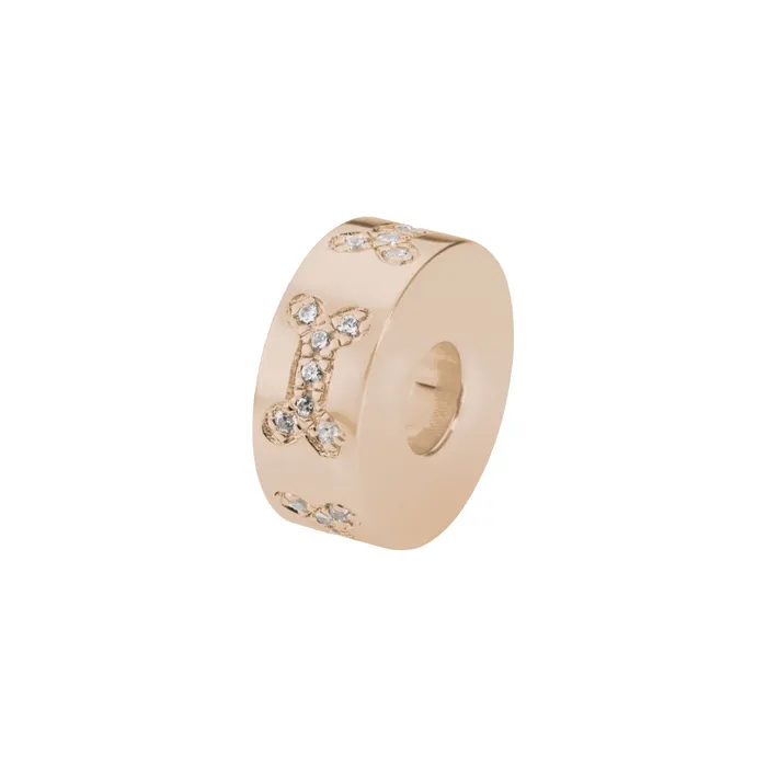 EverWith Charm Necklaces EverWith Selffill Round Dog Bone Memorial Ashes Charm Bead with Crystals