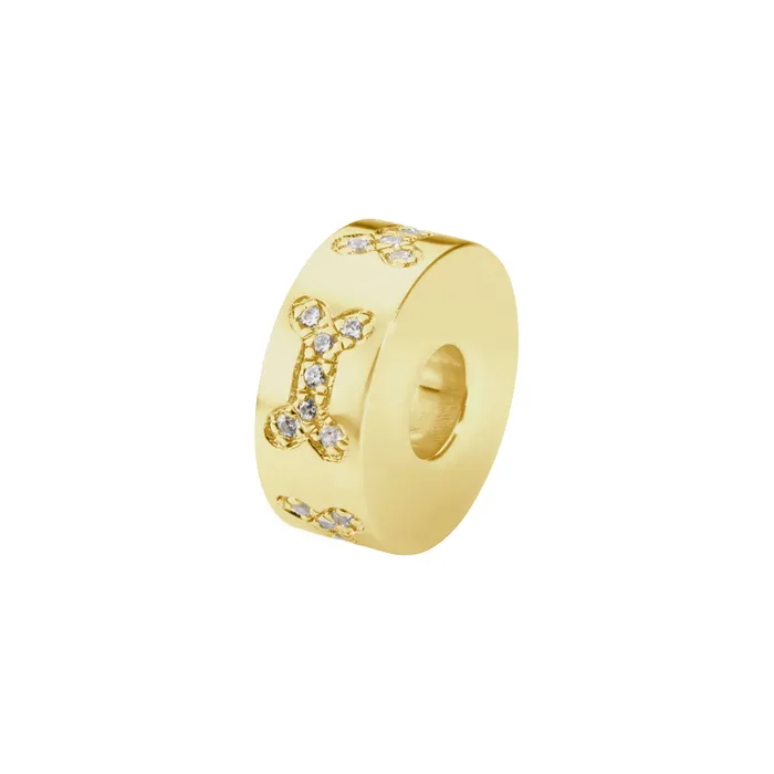 EverWith Charm Necklaces EverWith Selffill Round Dog Bone Memorial Ashes Charm Bead with Crystals