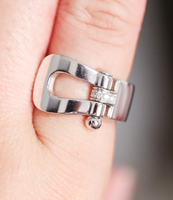 Fred Force 10 White Gold Diamond Large Model Ring Fred Paris Rings
