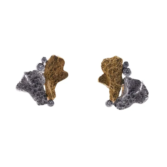 Gilbert Albert Diamond Gold Free Form Earrings Gilbert Albert Earrings
