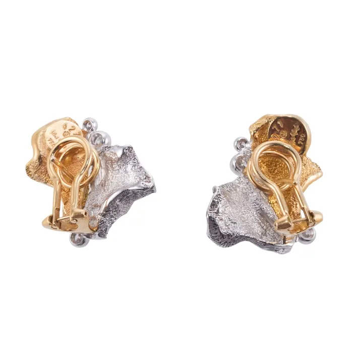 Gilbert Albert Diamond Gold Free Form Earrings Gilbert Albert Earrings