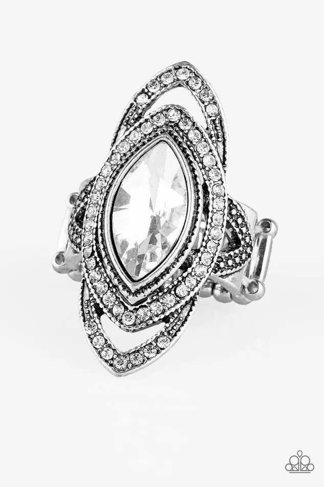 Hot Off The EMPRESS White Ring Jewelry by Bretta Paparazzi Accessories Rings