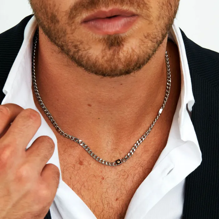 Morellato Necklaces Mens long steel necklace with gold accents Morellato Gold