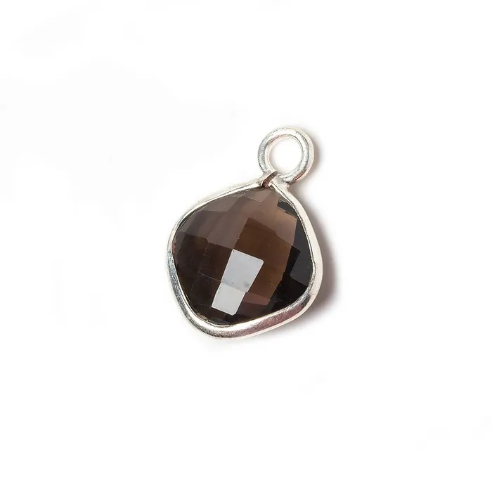 Necklaces Beadsofcambaycom 12x12mm Smoky Quartz Faceted Pillow Silver Pendant