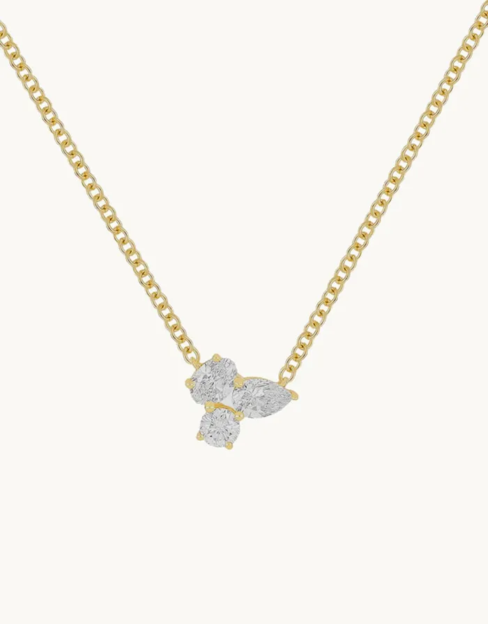 Necklaces ef collection triple diamond cluster necklace EF Collection