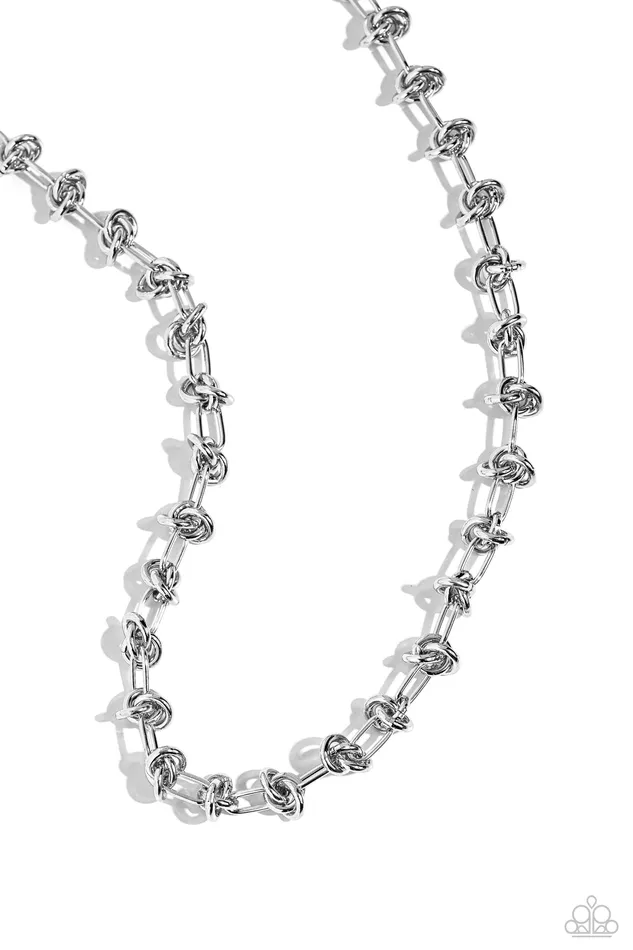 Necklaces Paparazzi Accessories Knotted Kickoff Silver Necklace Jewelry by Bretta
