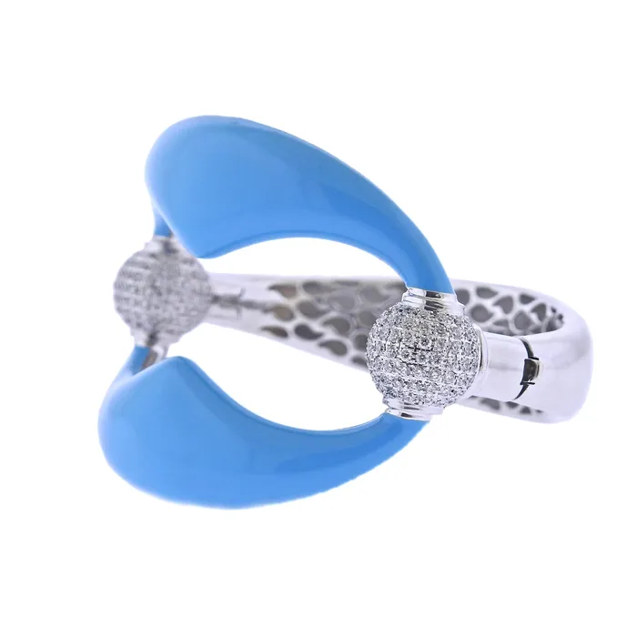 Nicolis Cola Blue Enamel Diamond Gold Bangle Bracelet Nicolis Cola Bracelets Nicolis Cola Blue Enamel Diamond Gold Bangle Bracelet Nicolis Cola Bracelets