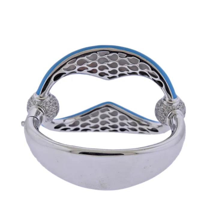Nicolis Cola Blue Enamel Diamond Gold Bangle Bracelet Nicolis Cola Bracelets Nicolis Cola Blue Enamel Diamond Gold Bangle Bracelet Nicolis Cola Bracelets