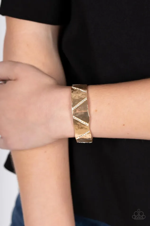 Paparazzi Accessories Bracelets Couture Crusher Gold Bracelet Jewelry by Bretta