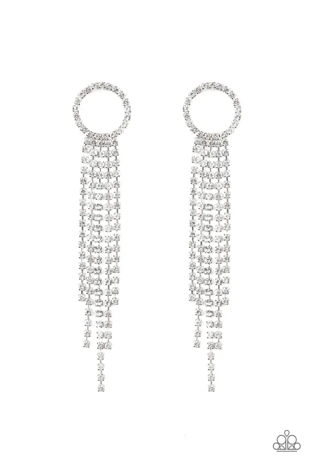 Paparazzi Accessories Earrings Endless Sheen White Earrings Jewelry by Bretta