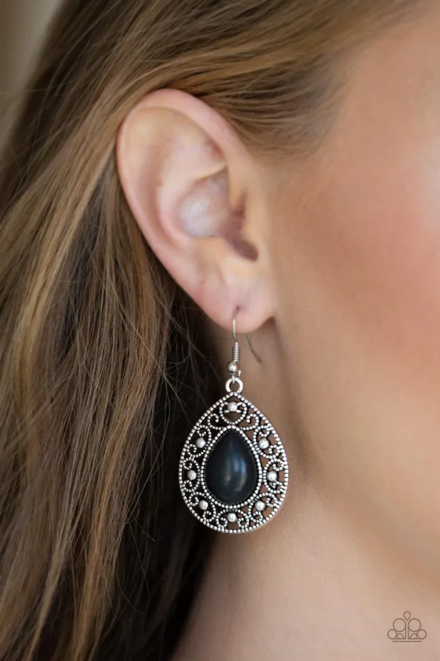 Paparazzi Accessories Earrings Stone Story Black Earrings Jewelry by Bretta