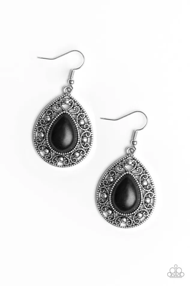 Paparazzi Accessories Earrings Stone Story Black Earrings Jewelry by Bretta