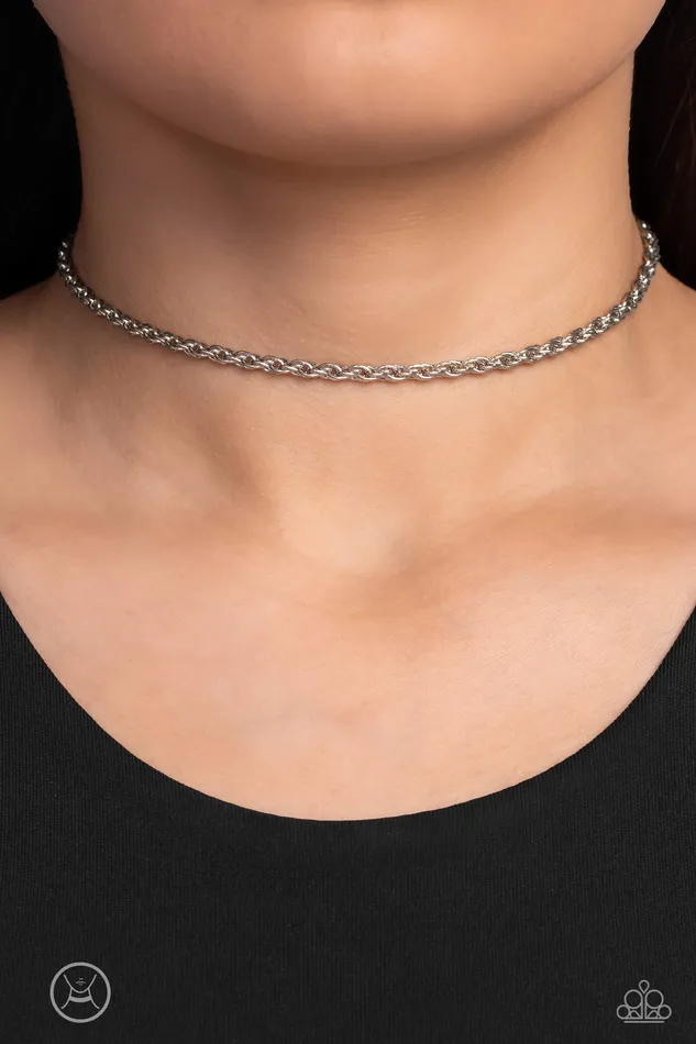 Paparazzi Accessories Glimmer of ROPE Silver Necklace Jewelry by Bretta Necklaces
