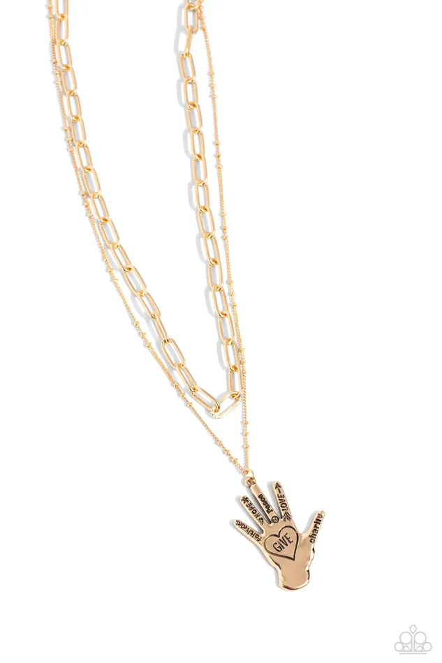 Paparazzi Accessories Necklaces Giving a Hand Gold Necklace Jewelry by Bretta