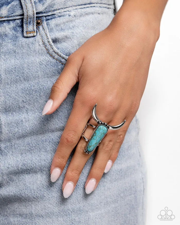 Paparazzi Accessories Rings Longhorn Luxe Blue Ring Jewelry by Bretta