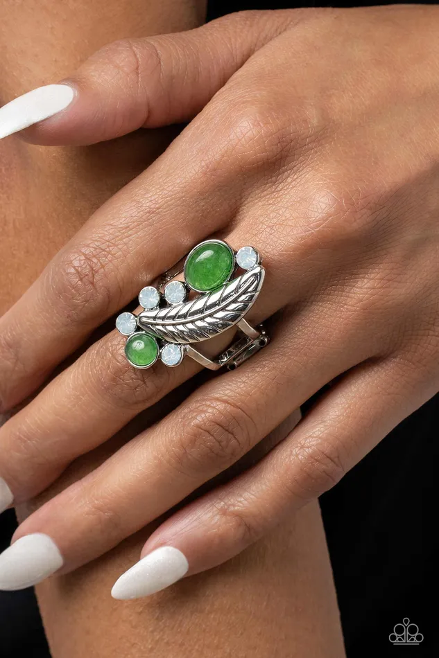 Paparazzi Accessories Rings Off To FEATHERland Green Ring Jewelry by Bretta