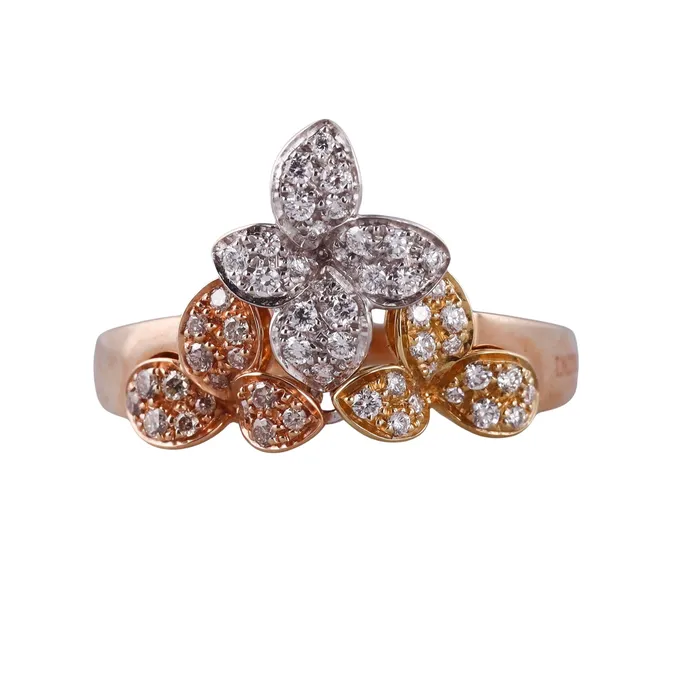 Pasquale Bruni Tri Color Gold Diamond Flower Ring Pasquale Bruni Rings