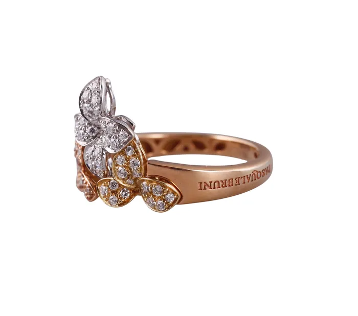 Pasquale Bruni Tri Color Gold Diamond Flower Ring Pasquale Bruni Rings