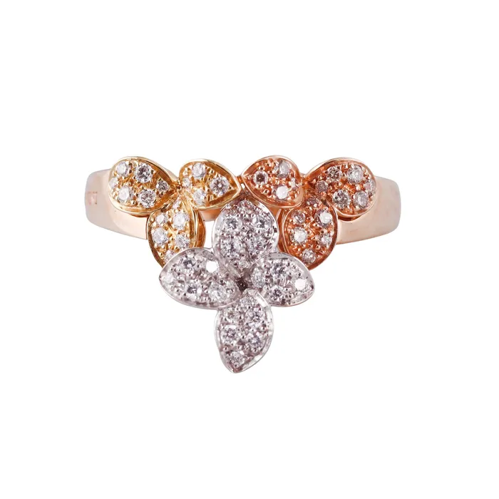 Pasquale Bruni Tri Color Gold Diamond Flower Ring Pasquale Bruni Rings