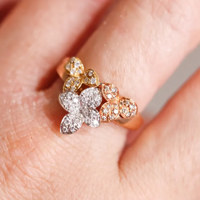 Pasquale Bruni Tri Color Gold Diamond Flower Ring Pasquale Bruni Rings