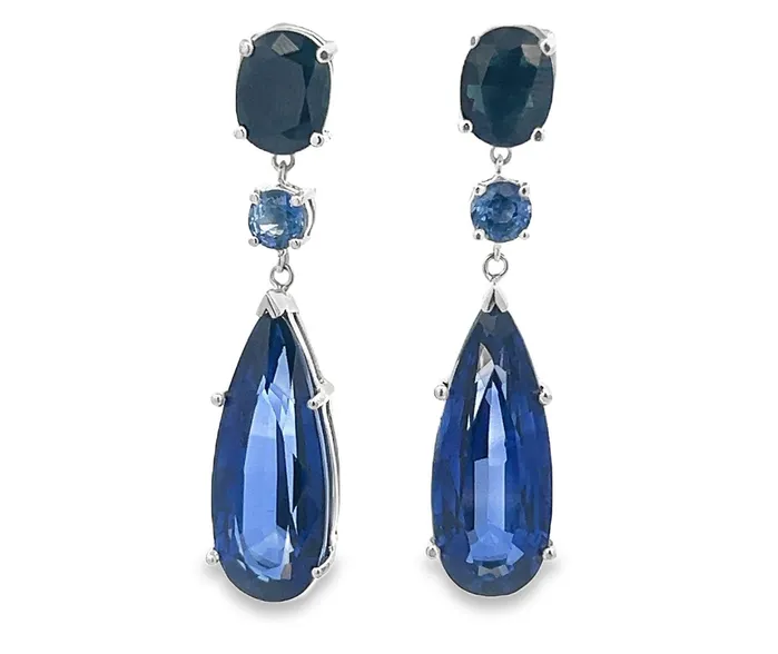 Pear Shape Sapphire Earring Drops YaninaCo Jewelry Earrings