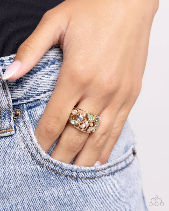 Rings Abstract Accuracy Gold Ring Jewelry by Bretta Paparazzi Accessories