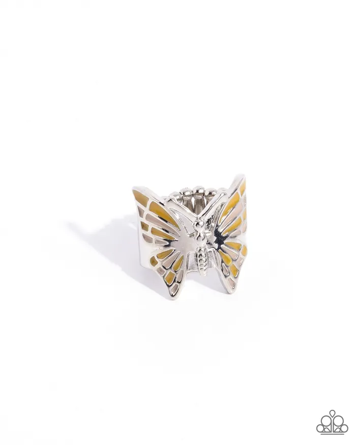 Rings Paparazzi Accessories Butterfly Broadcast Yellow Butterfly Ring Jewelry by Bretta