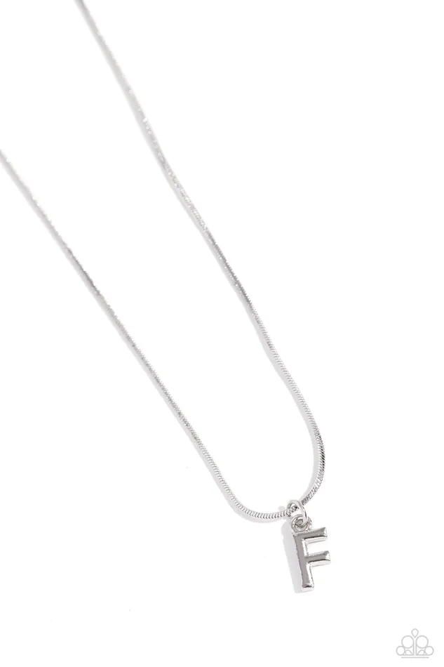 Seize the Initial Silver F Necklace Jewelry by Bretta Paparazzi Accessories Necklaces