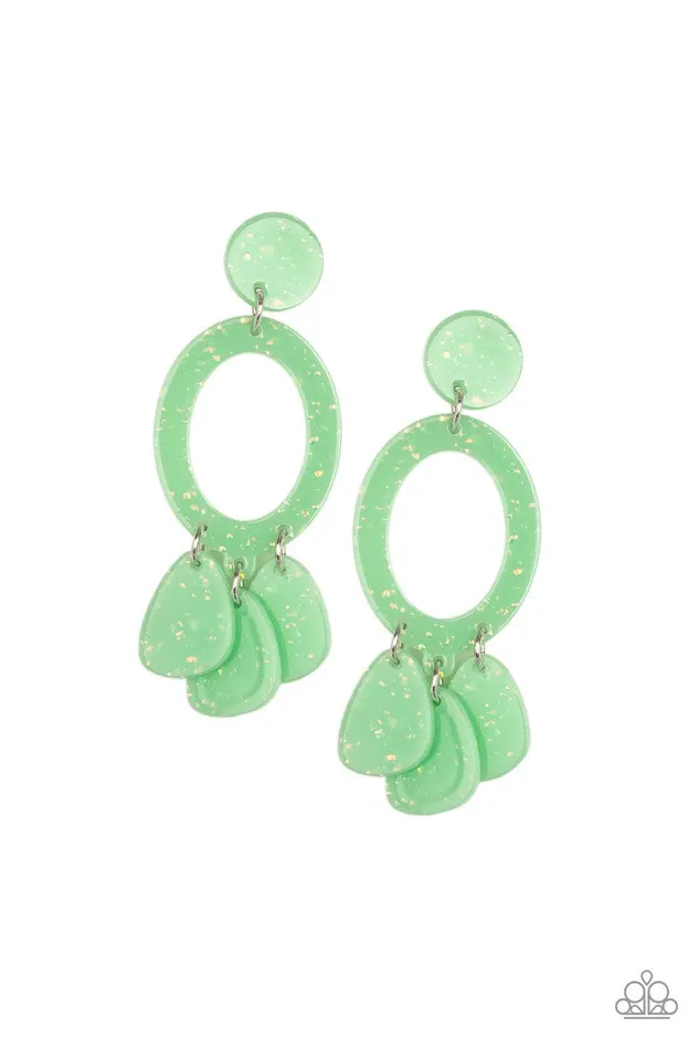 Sparkling Shores Green Earrings Jewelry by Bretta Paparazzi Accessories Earrings