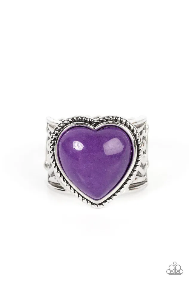 Stone Age Admirer Purple Heart Ring Jewelry by Bretta Paparazzi Accessories Rings